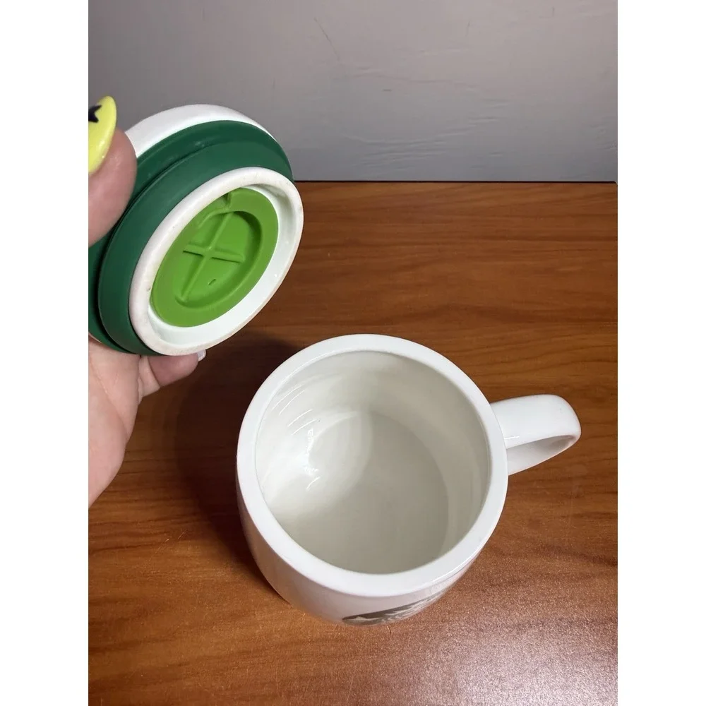 STARBUCKS Chubby Travel Coffee Mug w/ Lid Green Mermaid Logo 2011 No Spill Lid